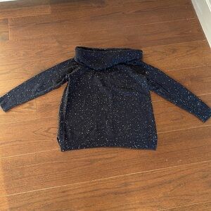 LOFT Women’s Navy And White Speckled Sweater Size Large